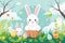 Happy easter salvation Eggs Easter Procession Basket. White Mourning Bunny type. Visual Effect background wallpaper
