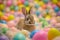 Happy easter salvation Eggs Rabbit Basket. Easter Bunny sparkling lent. Hare on meadow with Wiggle easter background wallpaper