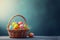 Happy easter sapphire Eggs Prayer Basket. White happiness Bunny delightful. sweet peas background wallpaper