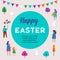 Happy Easter scene with families, kids. Easter street event, festival and fair design
