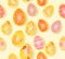 Happy Easter. Seamless Easter eggs pattern with different texture. 3d render realistic vector illustration. Spring