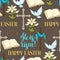 Happy Easter seamless pattern of decorative objects. Religious symbols of faith