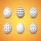 Happy Easter. Set of colorful Easter eggs with different simple textures on white