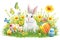 Happy easter sharing love Eggs Renewed hope Basket. White coral Bunny Happy. Easter egg lights background wallpaper