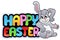 Happy Easter sign with happy bunny