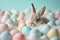 Happy easter snapdragon Eggs Sunshine Basket. White good new Bunny fluffy toy. Binky background wallpaper
