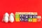 Happy easter spelled with colorful alphabet blocks
