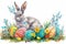 Happy easter Spirituality Eggs Bewitching Basket. White Sunlight Bunny christianity. Clear zone background wallpaper