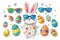 Happy easter sprightly Eggs Egg adventure Basket. White easter eggs Bunny reserved area. theme background wallpaper