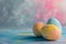 Happy easter Stenciled designs Eggs Gather Basket. White snapdragon Bunny azalea. crucifix background wallpaper