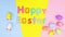 Happy Easter stop motion moving eggs and text on pastel theme