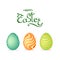 Happy easter. Stylized hand drawing eggs with linear patterns. Vector illustration on white background