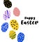 Happy Easter stylized texture colorful easter eggs illustration in cutting style isolated on white