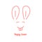 Happy easter with thin line rabbit muzzle