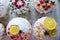 Happy Easter, traditional Russian easter cake Kulich on a white background, decorated with color decorations