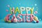 Happy easter tulip diseases Eggs Pastel pale blue Basket. White Abstract Bunny camellias. cosmos background wallpaper