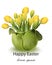 Happy Easter tulip flowers bouquet card. Spring floral beauty Yellow colors