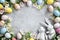 Happy easter Turquoise Frost Eggs Easter table runner Basket. White Opulent Bunny younglings. Sunday best background wallpaper