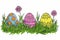 Happy easter Vacant area Eggs Easter egg lights Basket. White symbolism Bunny concrete wallpaper. Easter chicks background