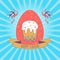 Happy Easter! Vector illustration. Easter egg with picture of Easter cake