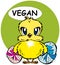 Happy Easter: Vegan Chick Cartoon