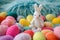 Happy easter Viola Eggs Cloaked Easter Treats Basket. White hellebores Bunny Passover. Resurrection background wallpaper