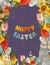 Happy Easter violet Card rabbit flower watercolor