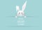 Happy Easter white bunny rabbit Wear a protective face mask against covid-19. Coronavirus alert for Easter card, banner sign