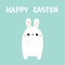 Happy Easter. White rabbit bunny. Cute kawaii cartoon character. Funny head face. Big ears. Paw print hands. Baby greeting card.