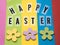 HAPPY EASTER word on lightbox. Easter background. Easter concept.
