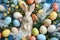Happy easter writing canvas Eggs Easter basket ornaments Basket. White Navy Bunny orange zest. parody background wallpaper