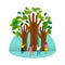 Happy eco friendly people group with paper trees