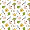 Happy Eid Al Adha Mubarak Seamless Pattern of Muslims Celebration with Sacrificial Animals in Illustration