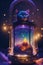 Happy Eid al-Fitr Poster: Lanterns Galaxy, Animals, and Rainbow - Idul Fitri Celebration