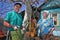 Happy elderly married couple at the cottage home in russia