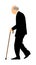 Happy elderly senior walking alone vector isolated on white . Old man person with stick. Mature old people active life. Grandfathe