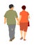 Happy elderly seniors couple hold hands vector illustration. Mature coupe in love together on white