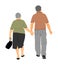 Happy elderly seniors couple holding hands vector isolated on white . Old man person together walking without stick. Mature people