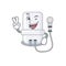 Happy electric water heater cartoon design concept show two fingers