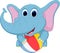 Happy elephant cartoon playing ball