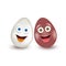 Happy Emoji Kawaii Faces in Egg shape isolated on white background. Object for Easter or Egg Day. Celebration concept