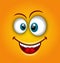 Happy Emoticon with Open Mouth and Smiling,