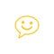 Happy emoticon sign. Smile chat line icon. Speech bubble symbol. Colorful outline concept. Yellow thin line smile chat icon.