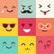 Happy emoticons vector pattern. Positive moji set