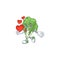 Happy endive cartoon character mascot with heart