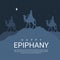 happy epiphany poster with three kings silhouette illustration