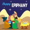 Happy epiphany three king concept background, cartoon style