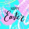 Happy Ester. Lettering on Hand drawn background.
