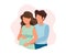 Happy expecting couple - cute cartoon concept illustration of a couple expecting a baby, healthcare, pregnancy, medicine