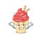 Happy face of cherry ice cream mascot cartoon style